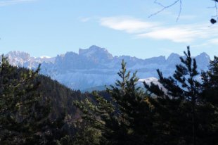 dal punto di riposo LANER vista sul Catinaccio